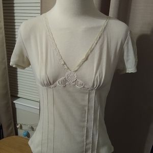 Express Cream Mesh and Lace Top